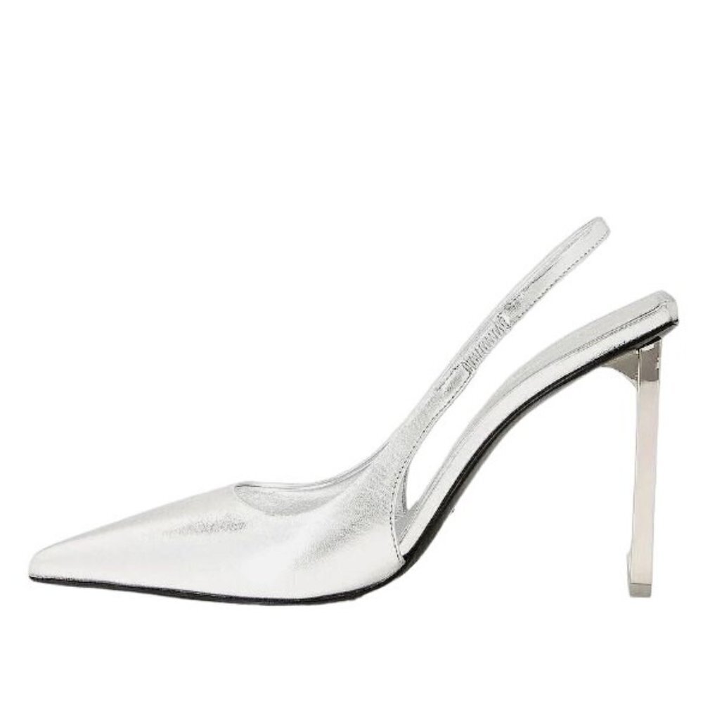 Arielle Baron Omen 95 Mirror high Heels in Silver 38 With Box Womens Slingback